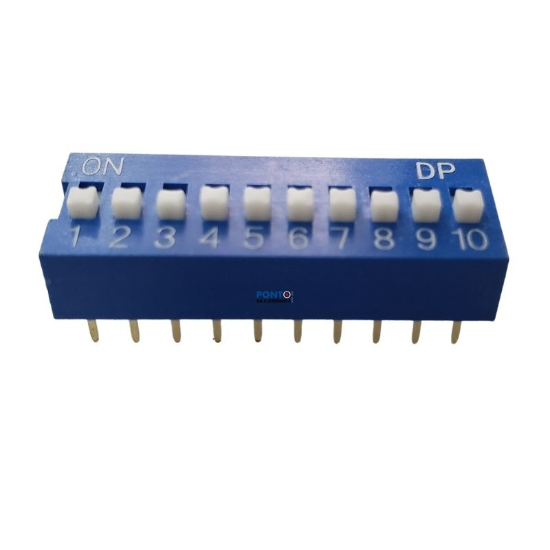 Chave Dip Switch KF1001 10 Contatos Azul 180º Kit 3pçs