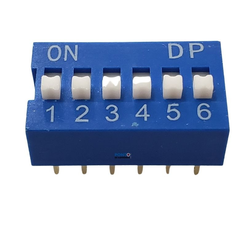 Chave Dip Switch KF1001 6 Contatos Azul 180º Kit 3pçs