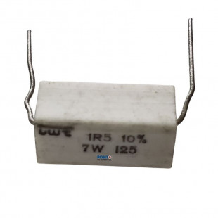 Resistor 1R5 7W 10% Axial Porcelana Branca