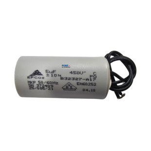 Capacitor Polipropileno 5uF x 450V 50/60Hz Plástico Fio Epcos B32314-A5505-K015