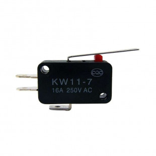 Chave Micro Switch KW11-7 3 Terminais Haste 27mm 16A 250V Preta
