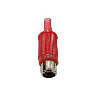 Conector Plug RCA Fêmea Plástico Vermelho Estriado