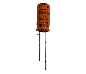 Capacitor Eletrolítico 100uF x 35V RD 85º Siemens B85042 Bipolar