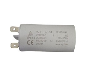 Capacitor Polipropileno 15uF x 250V 50/60Hz Plástico Faston Epcos