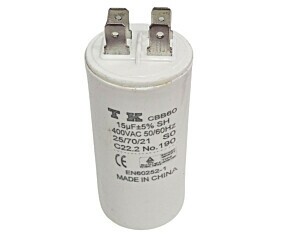 Capacitor Polipropileno 15uF x 400Vac 50/60Hz Plástico Faston CBB60 TK