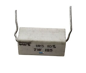 Resistor 1R5 7W 10% Axial Porcelana Branca