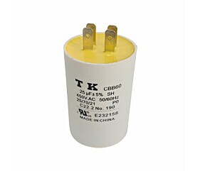 Capacitor de Partida 25uF x 450V 50/60Hz Plástico Faston CBB60 TK 