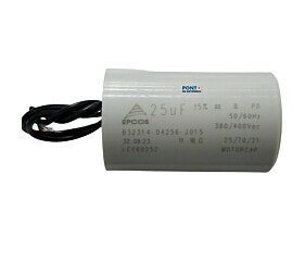 Capacitor Polipropileno 25uF x 380/400Vac 50/60Hz Plástico Fio Epcos