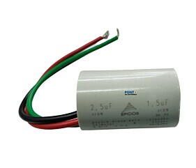 Capacitor Polipropileno Duplo 2.5uF + 1.5uF x 250Vac 50/60Hz Plástico Fio Epcos
