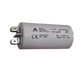 Capacitor Polipropileno 20uF x 400Vac 50/60Hz Plástico Faston Epcos 