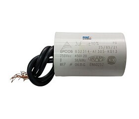 Capacitor Polipropileno 3uF x 250Vac 50/60Hz Plástico Fio Epcos