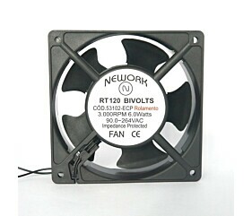 Cooler 12X12X38MM Biv 110/220V Com Rolamento 2 Fios RT-120 53.102-EC