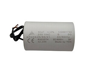 Capacitor Polipropileno 60uF x 250Vac 50/60Hz Plástico Fio Epcos