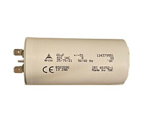 Capacitor Polipropileno 60uF x 400Vac 50/60Hz Plástico Faston Epcos