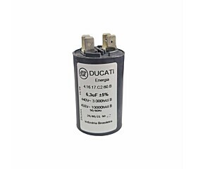 Capacitor de Partida 6,3uF x 440V 50/60Hz Plastico Faston Ducati 4.16.17.C2.60.B