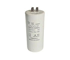 Capacitor Polipropileno 70uF x 250V 50/60hZ CBB60 Plástico Faston Tk