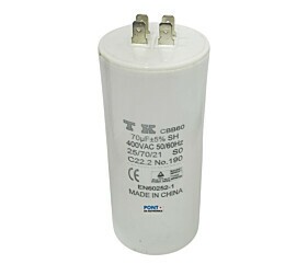 Capacitor Polipropileno 70uF x 400Vac 50/60Hz Plástico Faston CBB60 TK