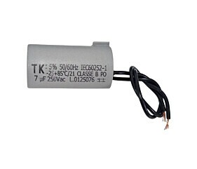 Capacitor de Partida 7uF x 250Vac 50/60Hz Plástico Fio TK