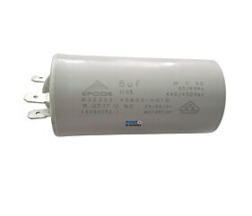 Capacitor Polipropileno 8uF x 440/450Vac 50/60Hz Plástico Faston Epcos