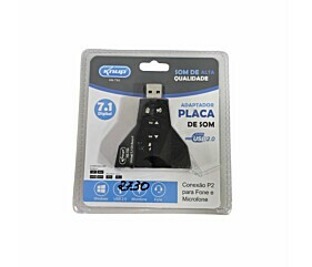 Adaptador Placa de Som Usb 2.0 HB-T65 Conexão P2 Para Fonte e Microfone Knup 1