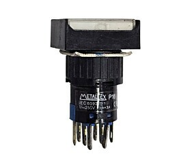 Botão de Comando Retangular Pulsante P16 IEC6097-5-1 Branco Metaltex