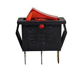 Chave Gangorra KCD3-102 2 Posições 3 Terminais 15A 250Vac 20A 125Vac Preta/Vermelha