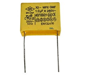 Capacitor Poliéster 1UF x 280V X2 10% = 1.0UF K 280V Mpx Gmf