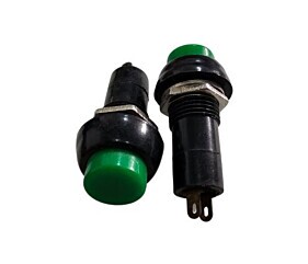 Chave Botão PBS11B 2 Terminais Sem Trava Preta Com Tampa Verde