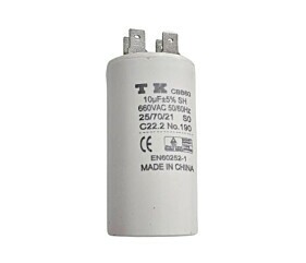 Capacitor Polipropileno 10uF x 660V 50/60HZ Plástico Faston TK CBB60