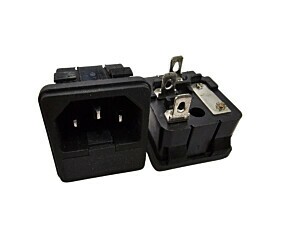 Tomada de Força AS-08 Macho Tripolar 10A 250V Com Porta Fusível