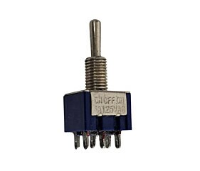 Chave Alavanca Metálica On Off On 6A 125Vac 6 Terminais