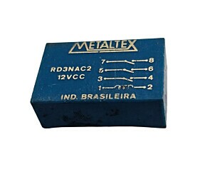 Rele RD3NAC2 12Vcc 8 Terminais Metaltex