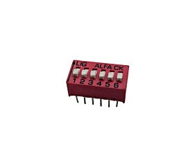 Chave Dip Switch KF-1002 6 Vias 180° Vermelha