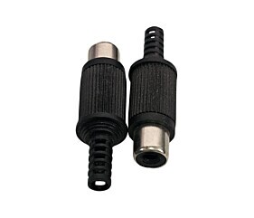 Conector Plug RCA Fêmea Plástico Preto Estriado