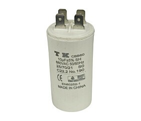 Capacitor Polipropileno 10uF x 660V 50/60Hz Plástico Faston CBB60 TK
