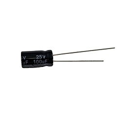 Capacitor Eletrolítico 100uF x 25V RD 105° Hyncdz