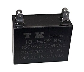 Capacitor Polipropileno 10uF x 450V 50/60Hz CBB61 Faston TK
