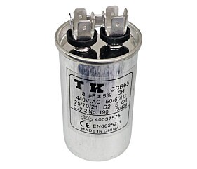 Capacitor Polipropileno 8uF x 440V 50/60Hz Alumínio Faston CBB65 TK