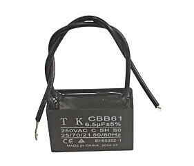 Capacitor de Ventilador 6.5uF x 250Vac Fio CBB61 TK