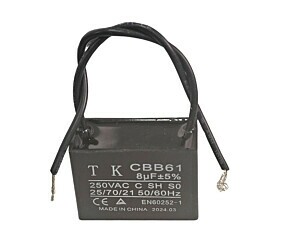 Capacitor de Ventilador 8uF x 250Vac Fio CBB61 TK
