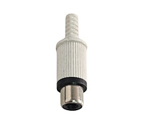 Conector Plug RCA Fêmea Plástico Branco Estriado