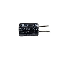 Capacitor Eletrolítico 22uF x 25V RD 105º K.K