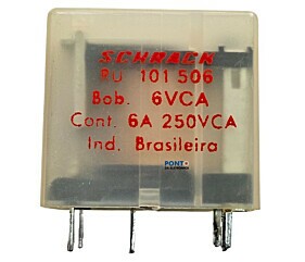 Rele RU101506 BOB 6VCA 6A 250VCA 5 Terminais Schrack