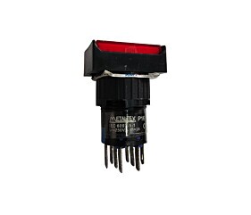 Botão de Comando Retangular Pulsante P16-BL7-G1 6097-5-1 Vermelho Metaltex