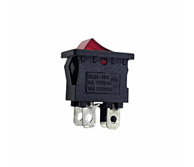Chave Gangorra KCD1-104 6A 250V 10A 125Vac Vermelha 4 Terminais Cqc 1