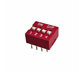 Chave Dip Switch KF-1001 4 Vias 180° Vermelha 1