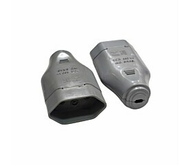 Tomada Fêmea Desmontável 2P + T 180º 10A 250V Cinza 1