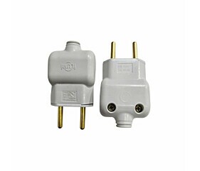 Tomada Macho 2 Pinos 10A 250V Branco Ilumi 1