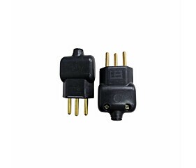 Tomada Macho 3 Pinos 10A 250V Preta Ilumi 1