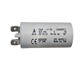 Capacitor Polipropileno 10uF x 400Vac Plástico Faston 50/60Hz Epcos